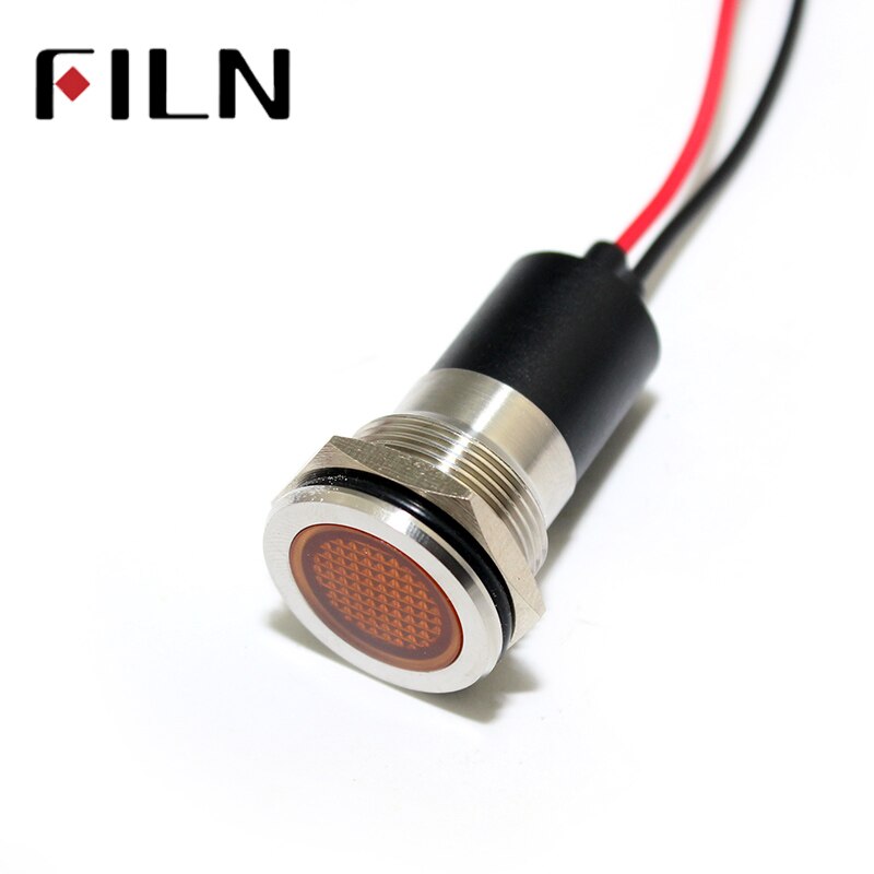 FILN red green yellow blue white led metal 19mm mounting hole 24v 110v 220v 12v indicator light with 20cm cable
