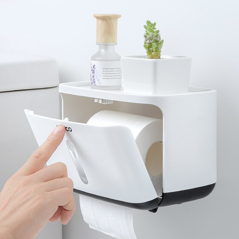 Vægmontering toiletpapirholder papirservietter vandtæt toiletpapirbakke rullepapir opbevaringsboks organisator badeværelsestilbehør
