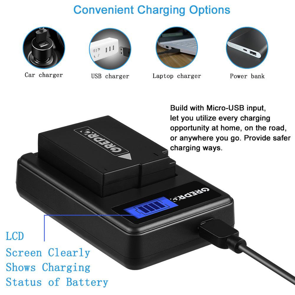 1500mAh DMW-BLC12 DMW BLC12 DMW-BLC12E Battery+ LCD Charger for Panasonic Lumix DMW-BLC12PP, FZ200, G5, G6, G7, GH2, GX8, FZ1000