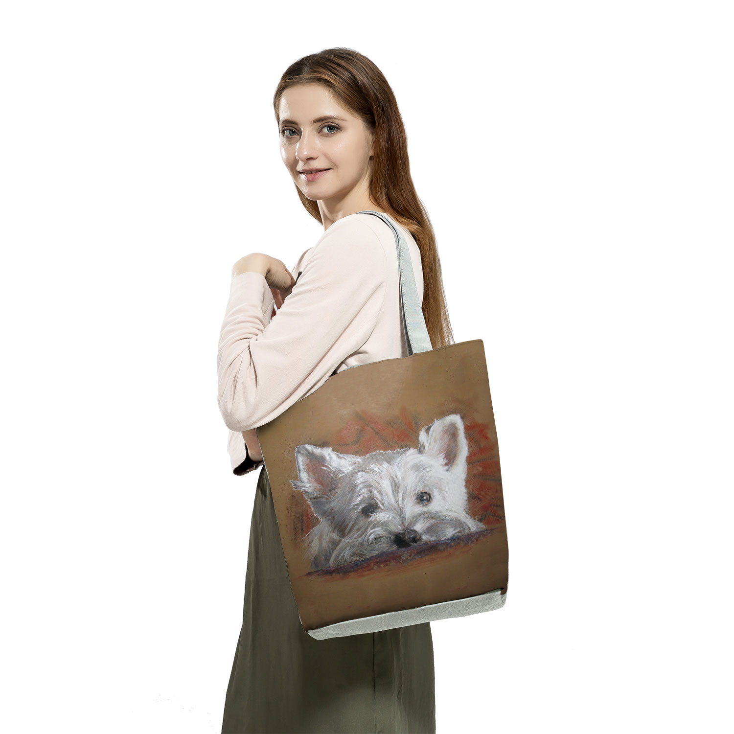 Einzigartige Westie Hund Malerei Quadrat Handtaschen für Frauen Einkaufs Käufer Taschen Große Kapazität Eco Totes Dame Reise Strand Tasche