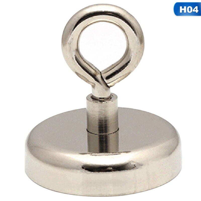 8 Sizes Strong Powerful Round Neodymium Magnet hook salvage magnet sea Fishing equipment Holder Pulling Mounting Pot with ring: H04--D37 max 12kg