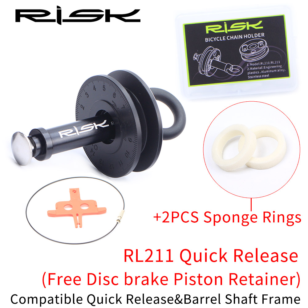 RISK-certidor de cadena de bicicleta multifunción, herramienta de limpieza con esponja para engrasador de cadena, soporte para rueda de bicicleta, Protector de palanca de liberación rápida: Negro