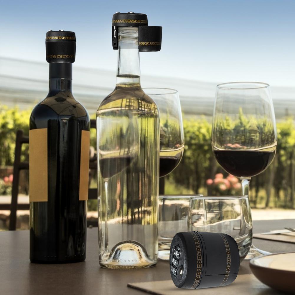 Cerraduras de combinación de botellas de vino de plástico, tapón superior de botella de whisky de licor, tapón de botella de vino al vacío, dispositivo de bloqueo de contraseña