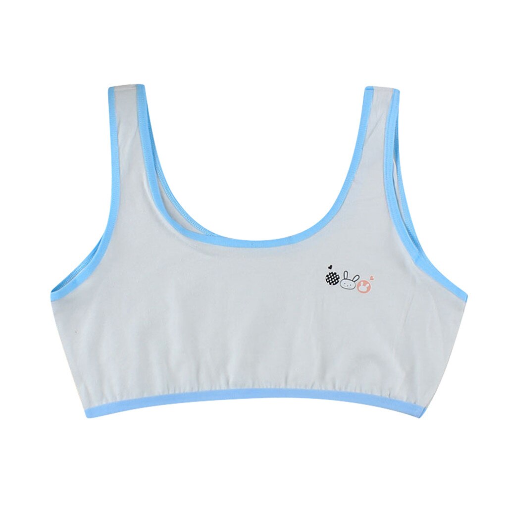 Foam Bra Vest Underwear Soft Cotton Bra for Kids Teenager Training Small Vest Underwear Puberty Clothing Sport Undies Clothes: Blue