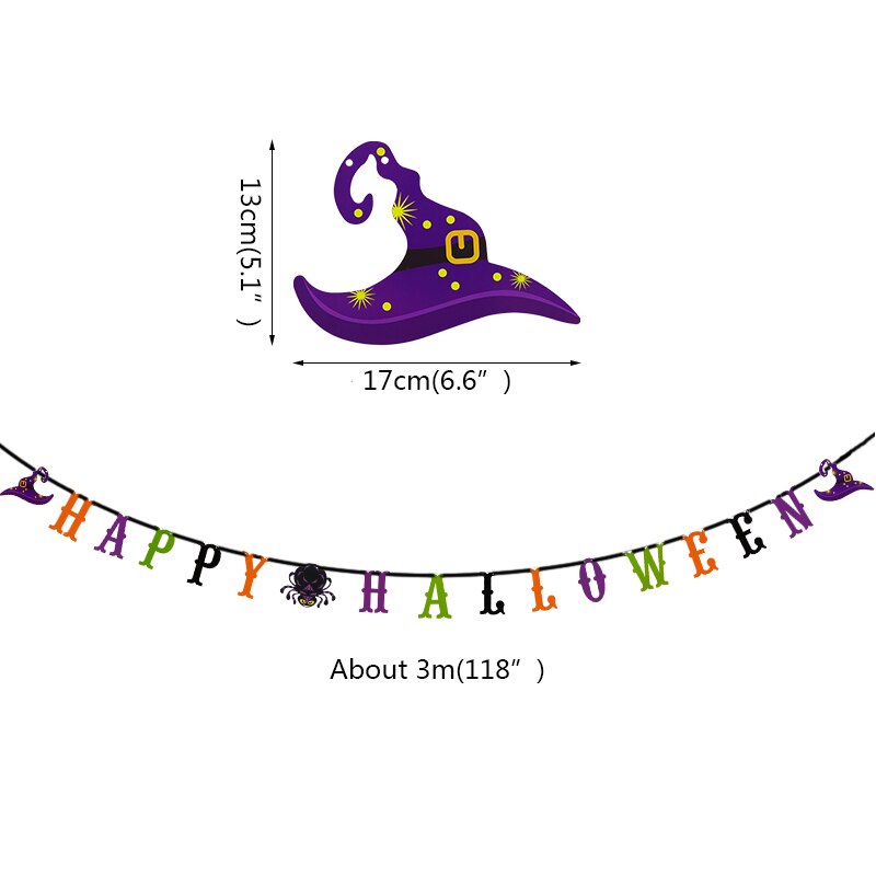 Vleermuis heks spook schedel pompoen banner happy halloween vlag slinger wanddecoratie papieren slinger bar thuis halloween feestbenodigdheden: S07