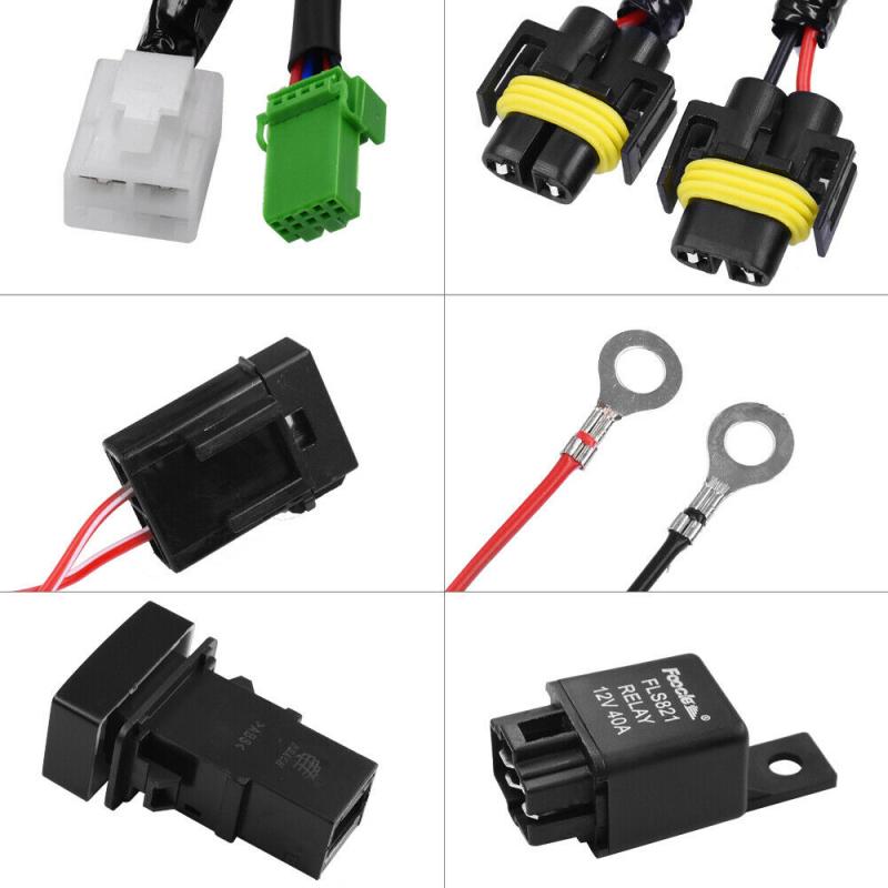 Car Fog Light Wire Harness H11 Fog Light Lamp Wiring Harness Socket Wire Connector With 40A Relay & On / Off Switch Kits