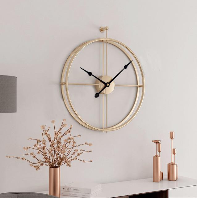52cm grande relógio de parede metal do vintage design moderno para casa decoração escritório pendurado relógios sala estar clássico breve europeu quente: Goldclock Blackhand