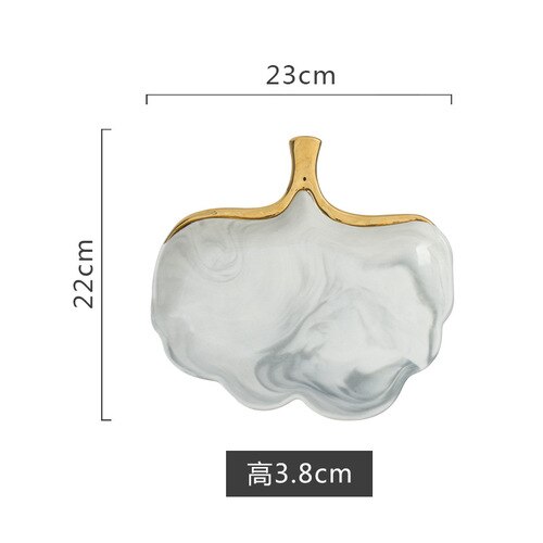 Eenvoudige Gloden Marmer Keramische Schotel Soep Rijstkom Salade Sieraden Opbergvak Decoratieve Servies YHJ021104: leaf plate-gray-L