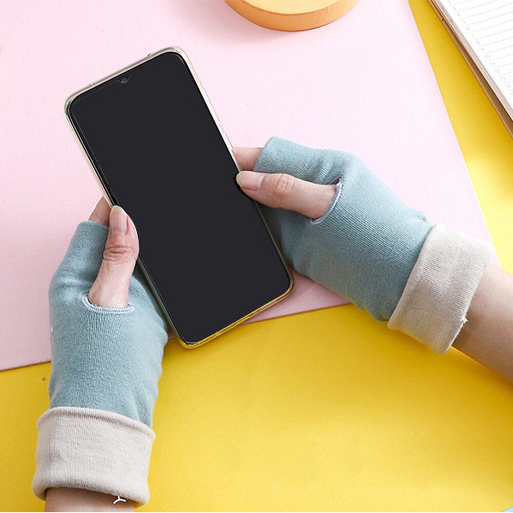 Rękawiczki bez palców kreskówka dinozaur kwiat z designem serca rękawiczki z dzianiny kobiety ciepłe zimowe różany palec ręka rękawice z jednym palcem