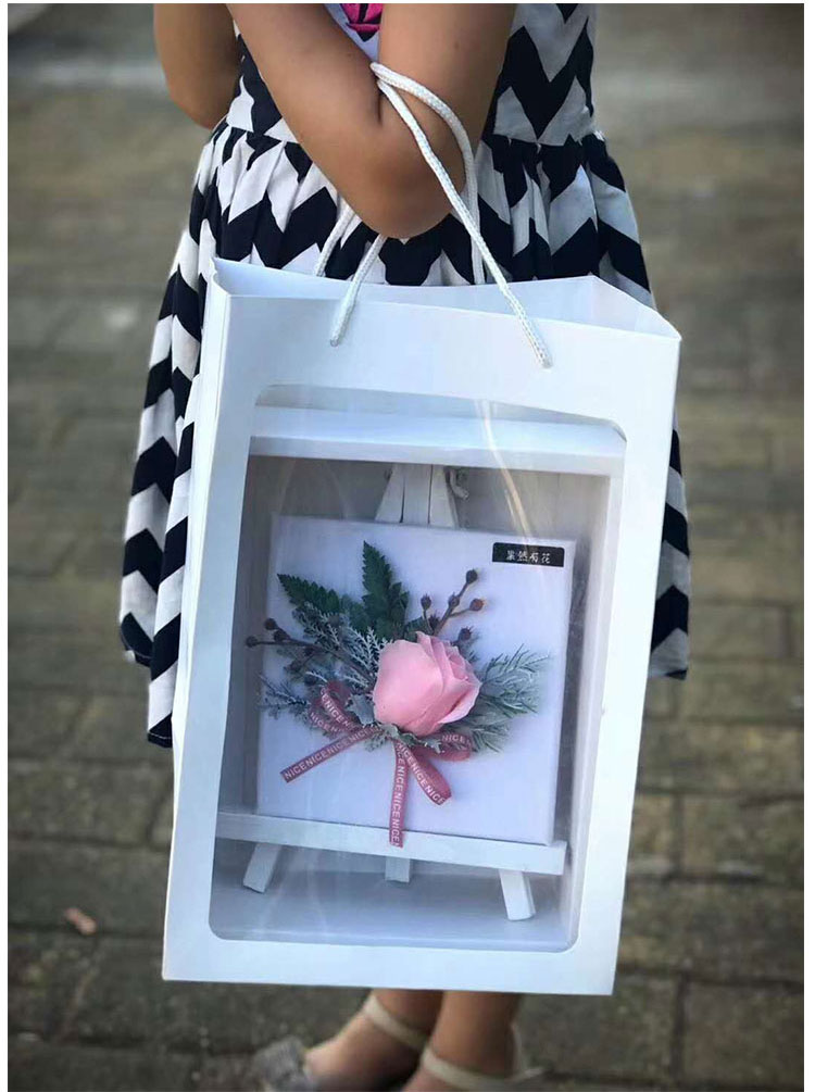 10 st synlig papperspåse med genomskinligt fönster för leksaksdukstillbehör förpackning i påsar