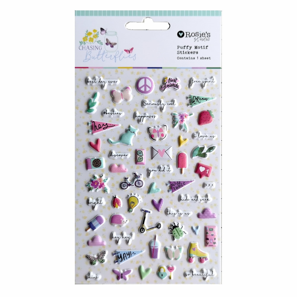 CRZCrafter Puffy Motif Stickers Embellishments Mini DIY Crafts Self Adhesive For Scrapbooking Cardmaking Journaling Decorations