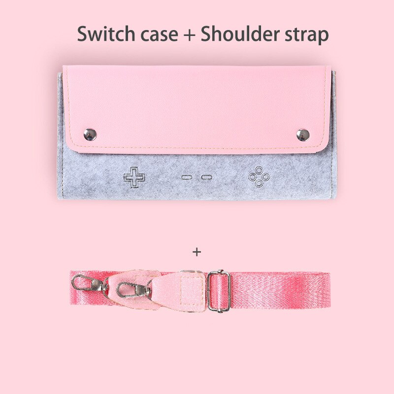 Estuche de viaje para Nintendo Switch, estuche rígido de PU con correa para el hombro, bolsas de almacenamiento portátiles para accesorios de juego Nintendo Switch Lite: Pink for switch