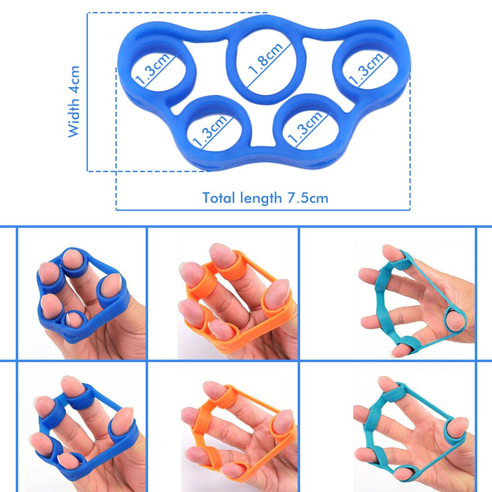 2pcs/set Finger Stretcher Silicone Hand Grip Strengthener Finger Resistance Bands Hand Extensor Exercise Strength Trainer Set