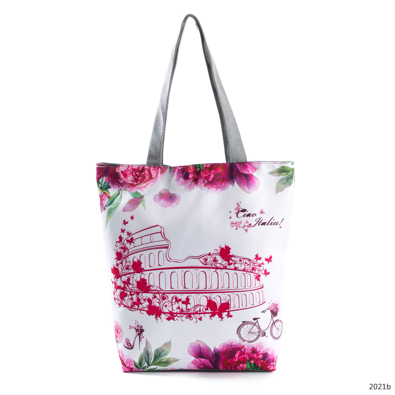 Bolso de hombro con estampado Floral de la Torre Eiffel de París, bolsa de mano informal, bolso de viaje que combina con todo, bolsa de compras portátil para mujer: 2021b