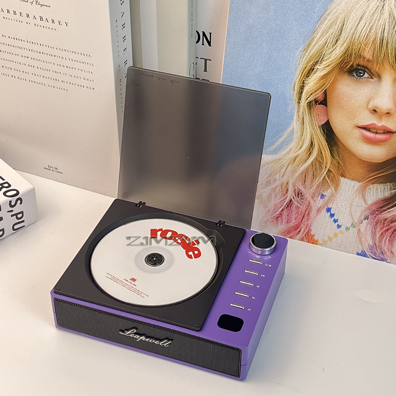 Portable CD Player Wireless Bluetooth Speakers FM Radio Music Album Player Home CD Machine With Screen, Rechargeable: PURPLE