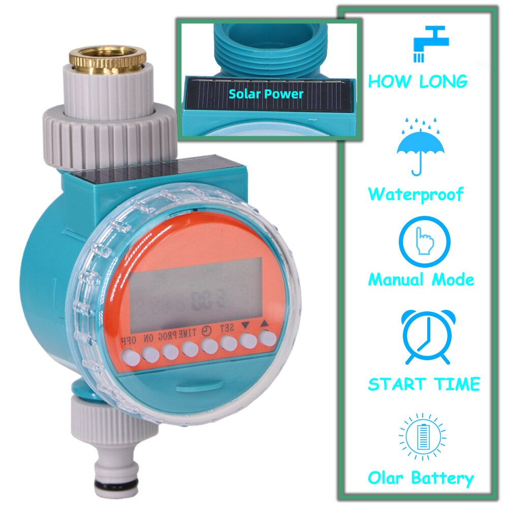 Tuin Solar Power Water Timers Energiebesparende Irrigatie Controller Valve Programmeerbare Smart Home Bloemen Sproeisysteem Timing Apparaat