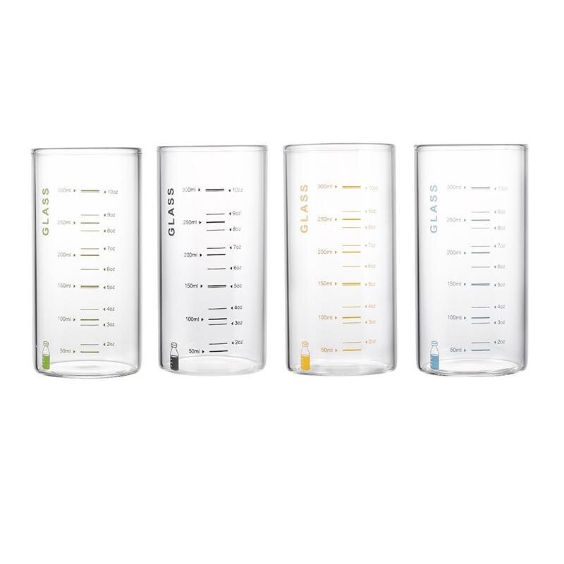 Taza medidora de agua de vidrio Simple de 301-400ML, botella portátil de vidrio para jugo, taza de leche con escala