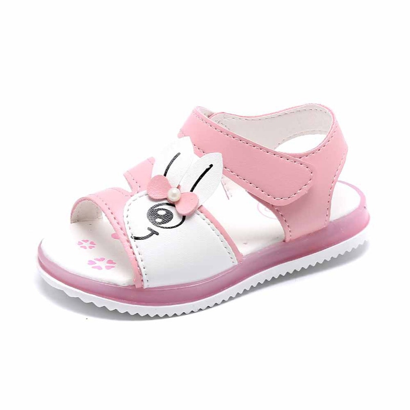 Justsl jentesandaler flashsko låve strandsko sandaler med åpenn tå låve ledet sklisikre myke sommersko str 21-30