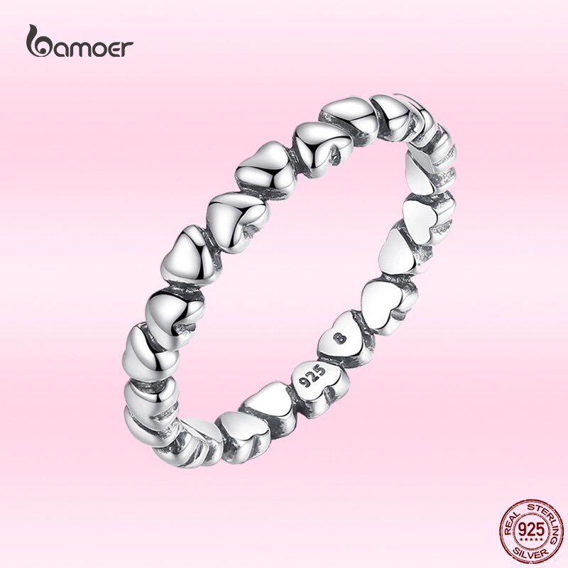 Bamoer 925 Sterling Zilver Originele Forever Love Hart Vinger Ringen Voor Vrouwen Zomer Verse Mode Sieraden PA7108