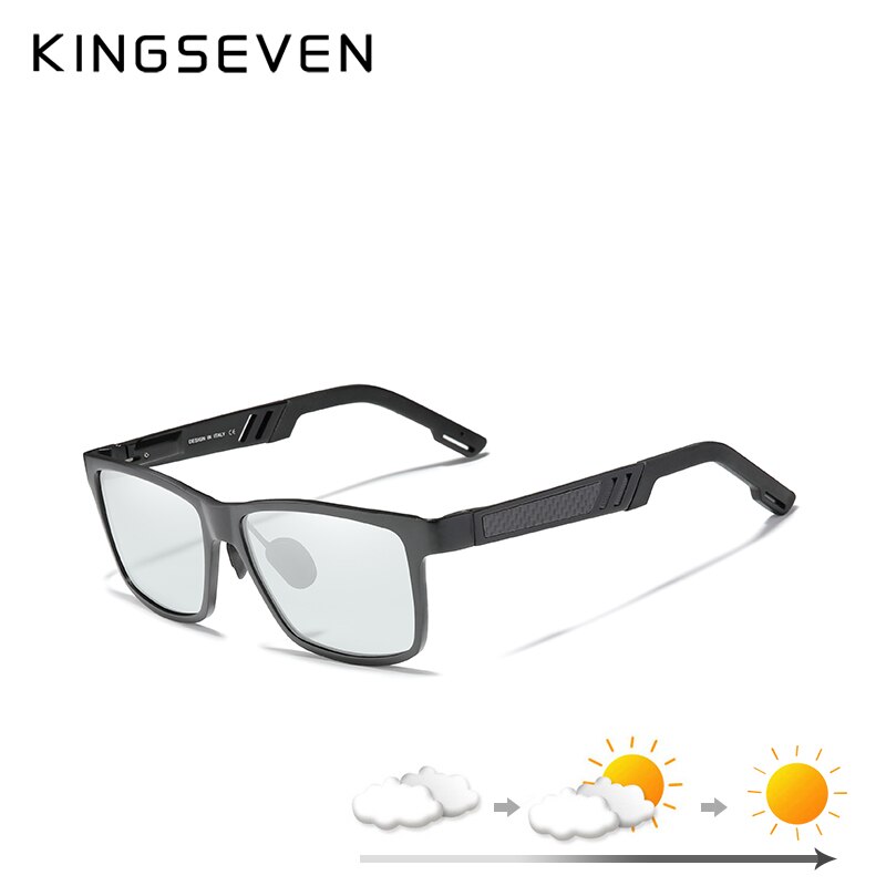 Kingseven Meekleurende Zonnebril Mannen Vrouwen Gepolariseerde Chameleon Rijden Bril Anti-Glare Zonnebril Zonnebril Heren: black Photochromic