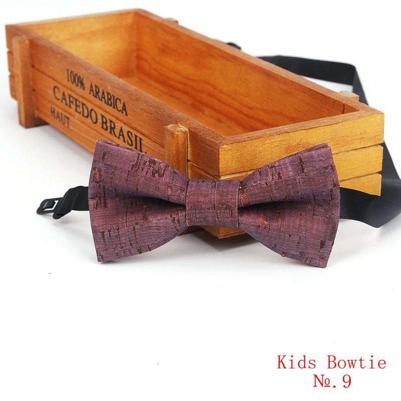Brnad Neue freundlicher Kork Holz Bogen Krawatten freundlicher Neuheit Handarbeit Solide Krawatte für freundlicher Hochzeit Party verrotten Holz bowtie: Kinder-9
