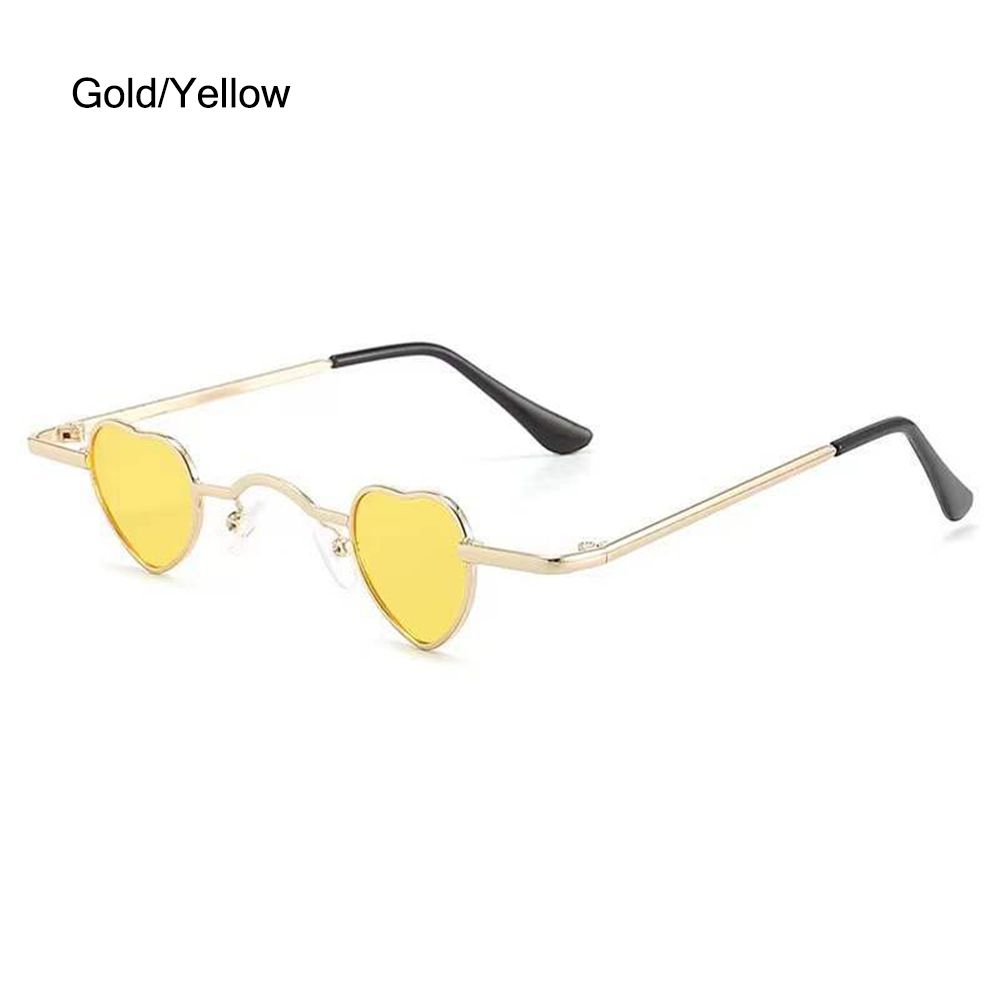 Gafas de sol con forma de corazón, lentes de sol con montura metálica, estilo Hip Hop, Punk: Gold-Yellow