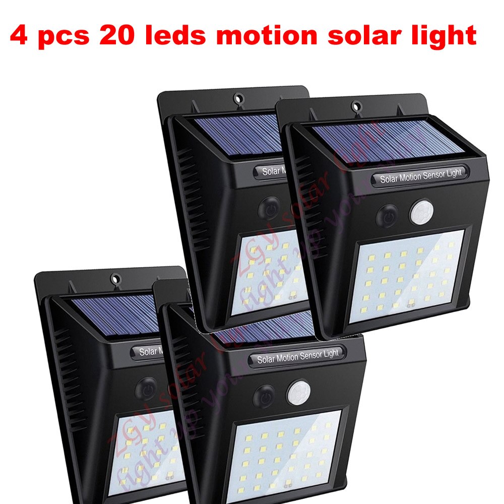 2/4 Stuks 100/56/30 Led Solar Light 3 Modes Zonne-energie Panel Pir Motion Sensor wandlamp Werf Hek Outdoor Path Straat Tuin Li: YX03-20-1M-S-4