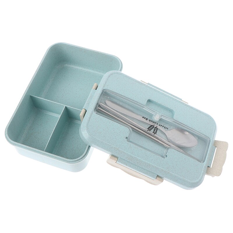 Wheat Korean Sealed Student Plastic Box for Food Lunch Box Food Container Bento Box Heated Lunchbox Kids Lunchbox Snack Straw