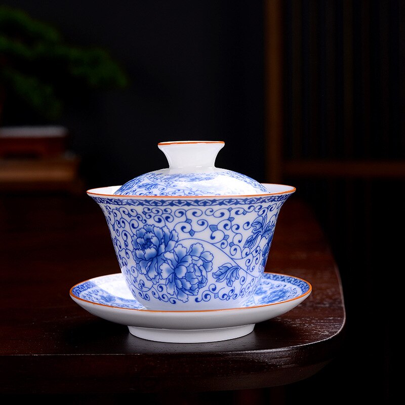 Kinesiske traditioner gai wan teskål ben kina tesæt dehua gaiwan te porcelæn grydesæt til rejse smuk og let kedel: 01