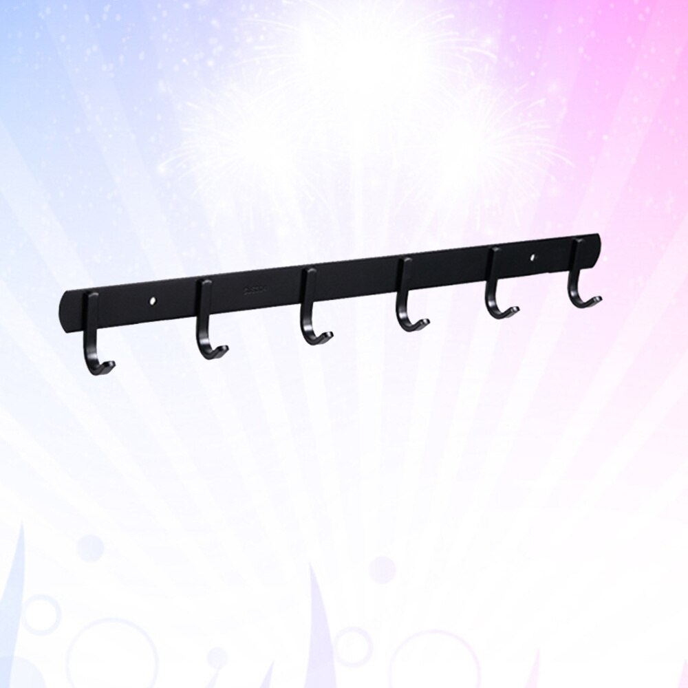 1pc Stainless Steel Door Back Hooks Hanger Punch Free Clothes Hook for Home (5 Hooks Black Round Shape Hook)