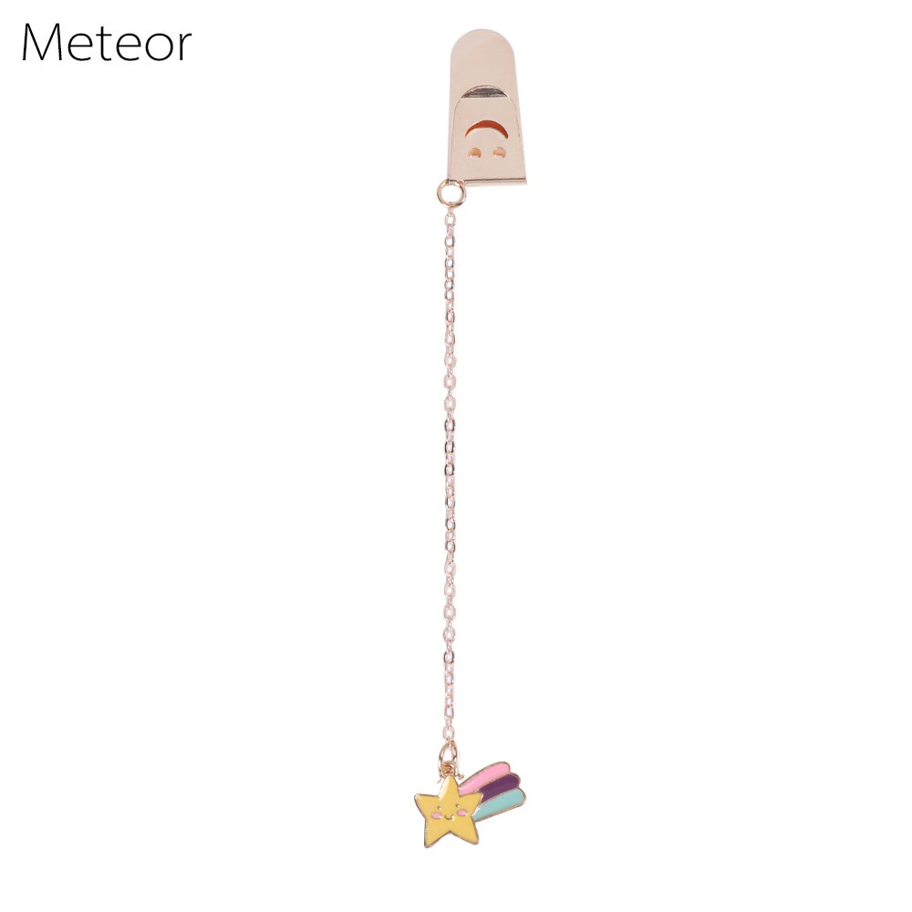 1PC Cartoon Character Bookmarks Metal Pagination Mark Cute Pendant Bookmark Marker Clip Stationery School Office Supplies: meteor