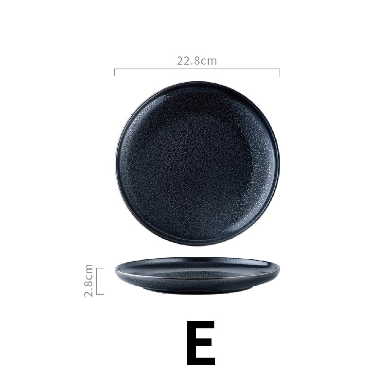 Red black ceramic plate set Kitchen restaurant party steak plate Dinner dish salad spaghetti Microwave trays can be used: E