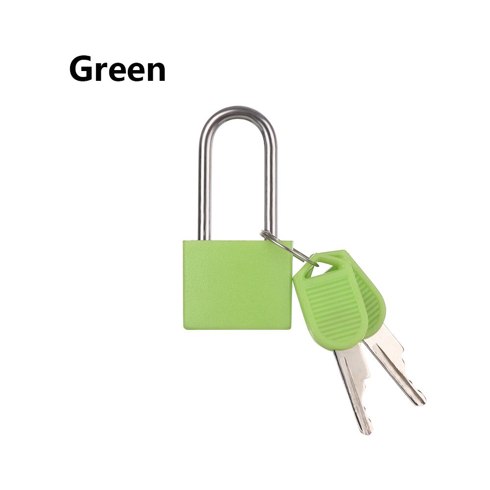 Colorful 1set Lengthen Mini Strong Steel Padlock Travel Tiny Suitcase Lock with 2 Keys Diary Protector: green