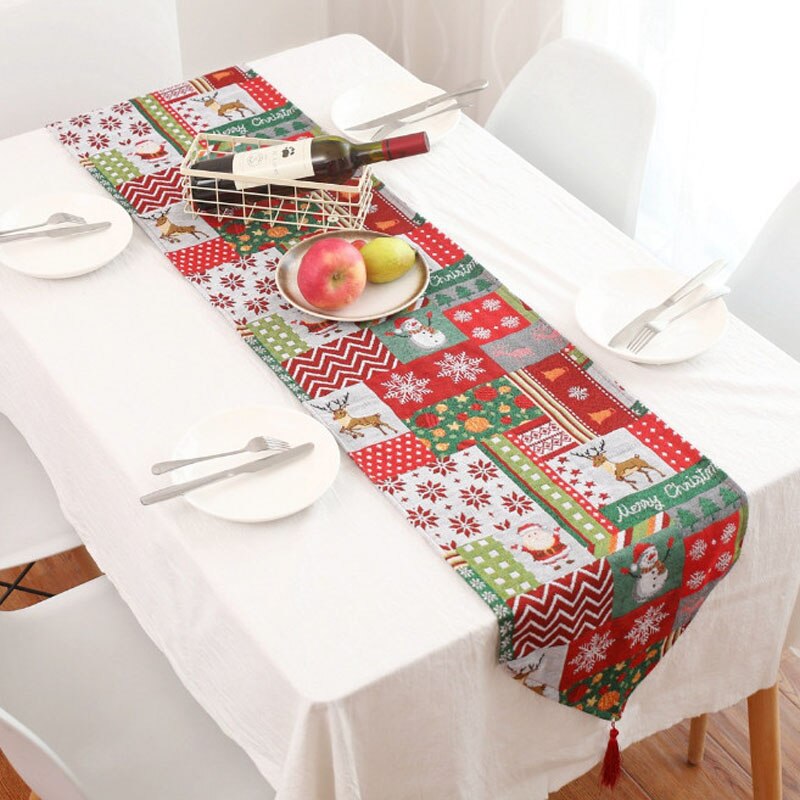 Brand Christmas Grid Cotton linen Table Runner For Family Dinners Table flag Indoor Outdoor Parties Use