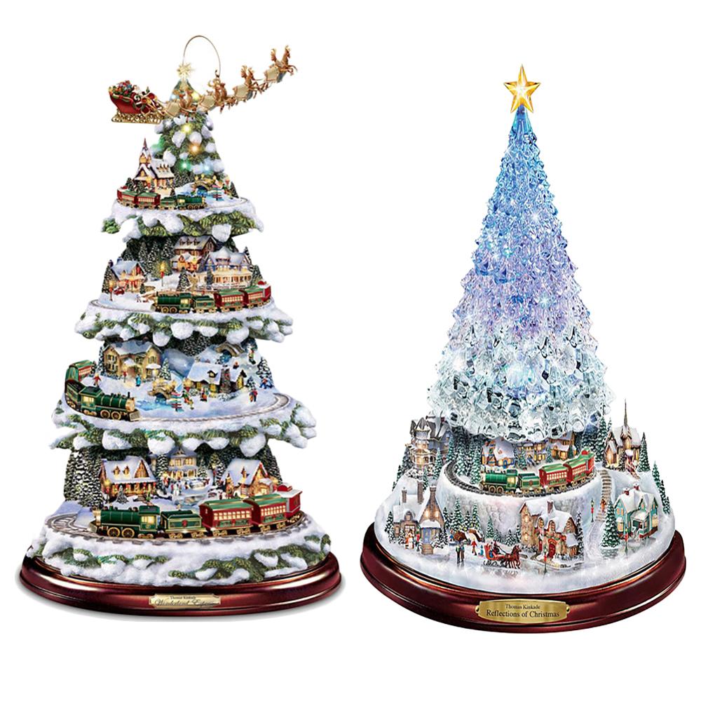 Christmas Tree Rotating Sculpture Train Decorations Paste Window Paste Stickers pegatinas paredes Christmas Decorations for Home