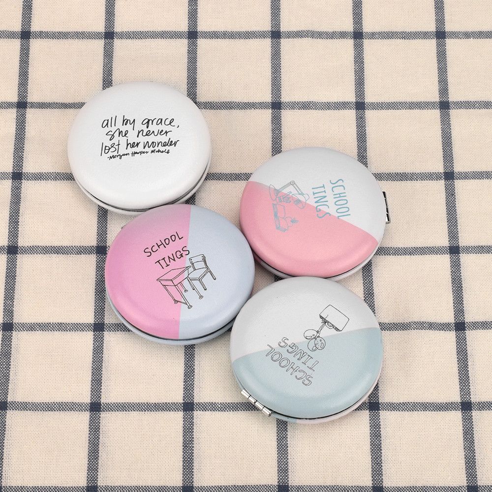 Portable Double-Sided Folding Mirror Cute Princess Mirrors Cactus Print Makeup Mirror For Women Girls Make Up Mirrors