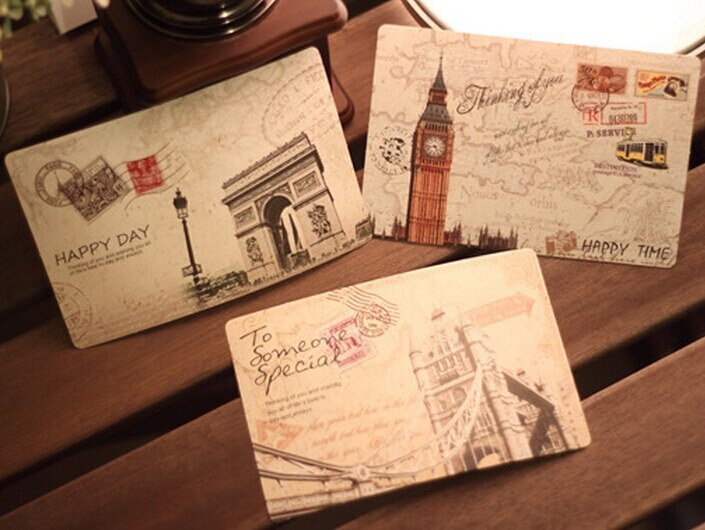 Postcard Vintage Big Ben 9 PCS Paris Tower Triumphal Arch Greeting Cards London Eye