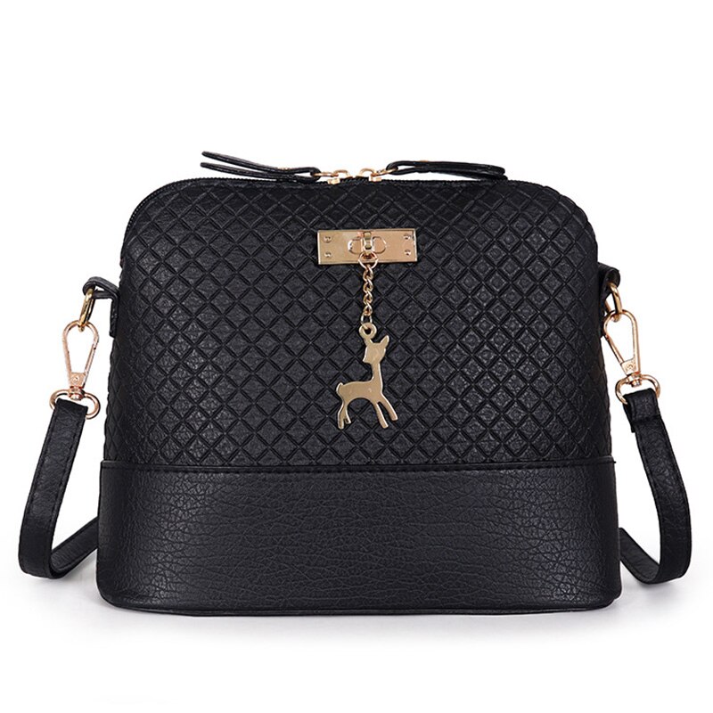 Laamei Vrouwen Messenger Bags Mode Lederen Mini Tas Met Herten Shell Vorm Tas Vrouwen Schouder Crossbody Handtas: black