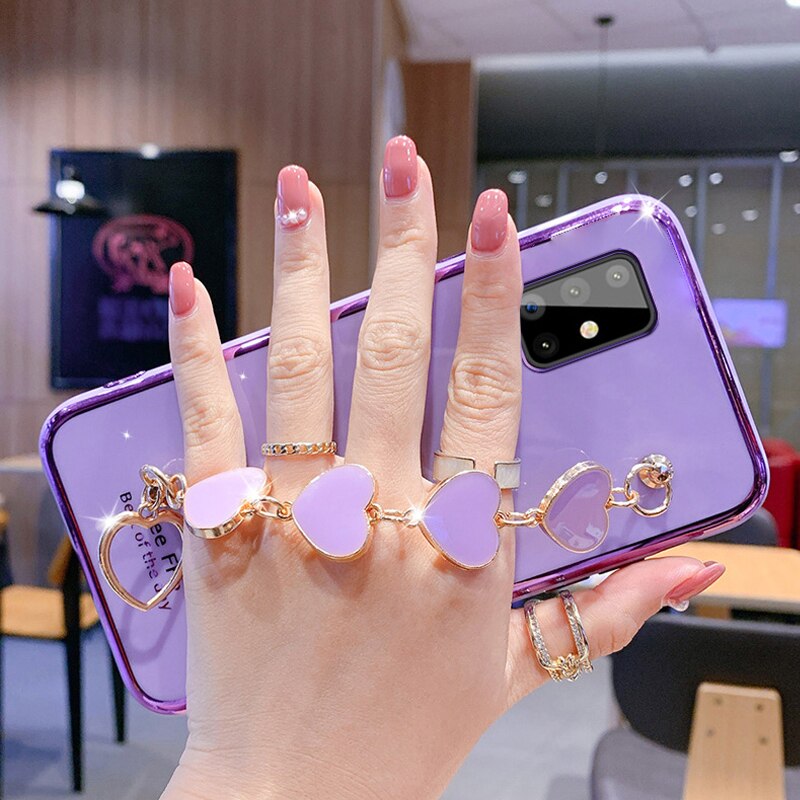 Liebesarmband-kette, silikonhülle mit beschichtung für samsung Galaxis  a02s a03s a02, weiche tpu-handgelenkschlaufe