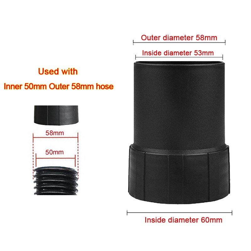 53/58Mm Industriële Stofzuiger Slang Connector, slang Adapter Voor 50Mm/58Mm Schroefdraad Slang, Vacuüm Slang Accessoires Adapter