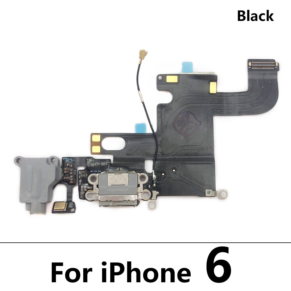 Original USB Charging Port Mic Microphone Dock Connector Board Flex Cable Repair Parts For Iphone 6 6S 7 8 Plus: For 6 Black Ori