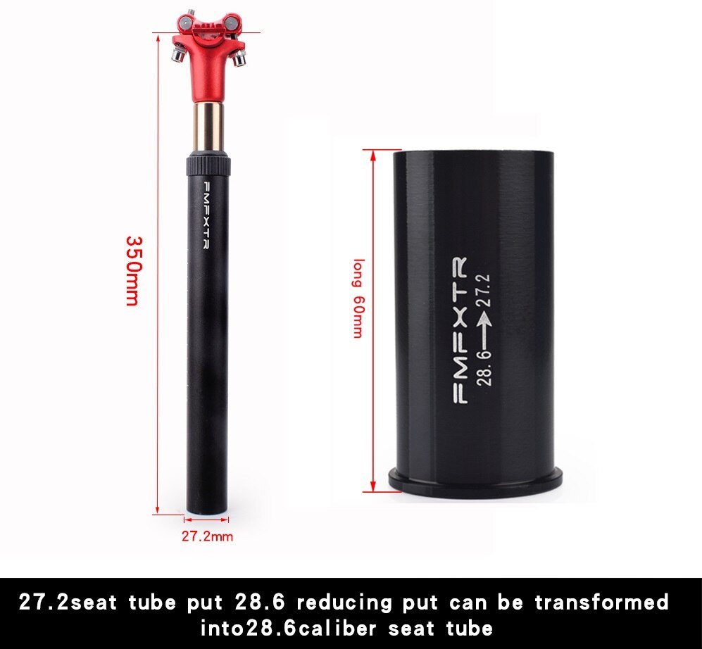 Bicycle Suspension Seatpost Shock Absorber Damping MTB Mountain Bike Seat post Bicycle Seat Tube 27.2/28.6/31.6/33.9mmx350mm: 28.6x350mm  Red