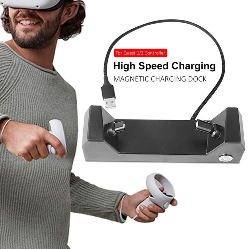 Magnetic Charging Dock for Quest 1/2 with Speed Charging Displaying Stand Quest 2 Virture Reality Headset Console