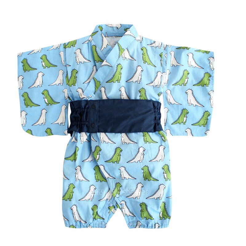 Yukata-Conjunto de ropa tradicional japonesa para niños, mono con estampado de animales, Kimono Retro asiático, mono Obi