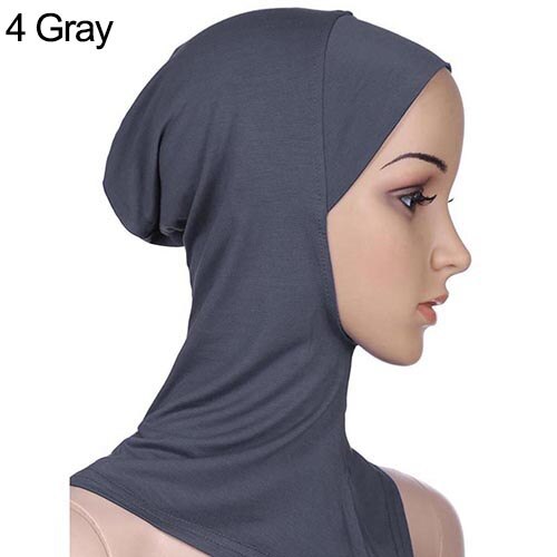 Bonnet hijab musulman doux et intégral, sous-foulard islamique, bonnet, châle, foulard islamique, bandeau intérieur: Gris