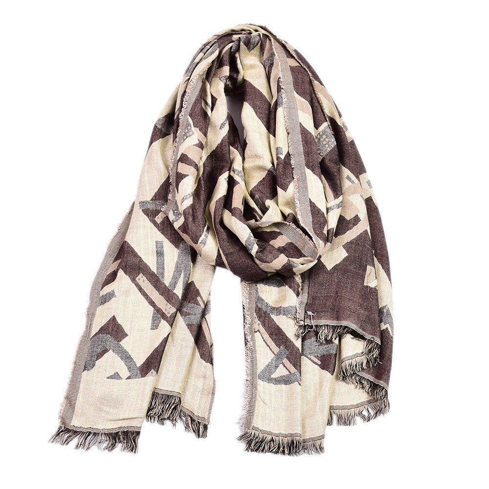 Showersmile herr halsduk brevtryck vinterscarf herr tofs pashmina svart marinröd herrmärke halsdukar: Beige