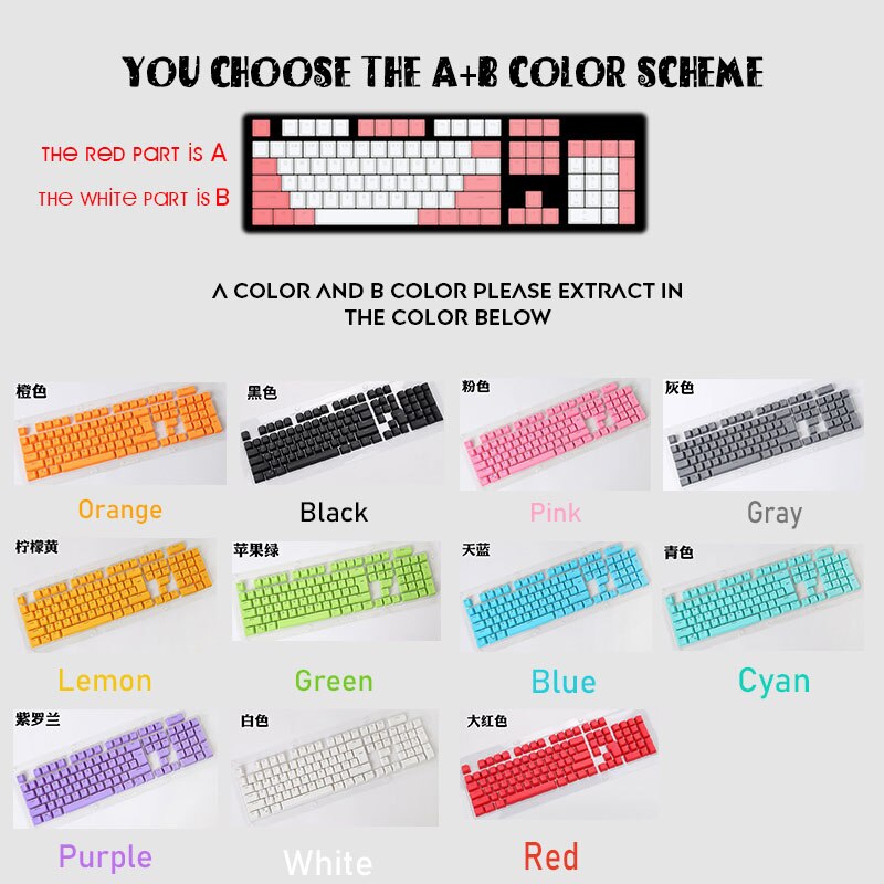 104-Key PBT Backlight Keycap Cute Cyan-Yellow Color ANSI Layout OEM Profile Key Caps for Cherry MX Mechanical Gaming Keyboard: Your DIY