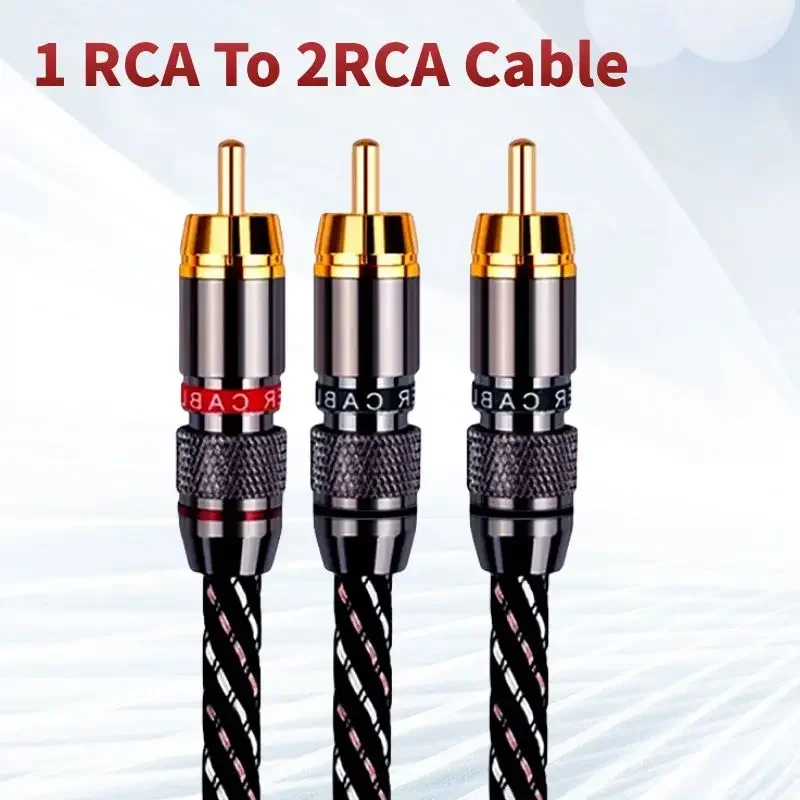Cable RCA Hifi de 1 a 2 Cables de Audio y Video, Divisor de Cable de altavoz, Cable auxiliar para Subwoofer, DVD, amplificador de TV, electrónica de consumo