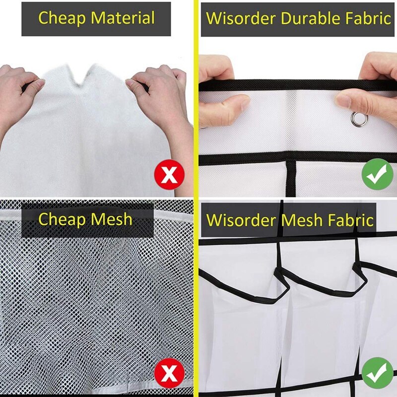 Over The Door Shoe Organizer, Clear Hanging Shoe Rack, Fabric Closet Shoe Organizer Storage Bag, 24 Large Mesh Pockets Door Shoe