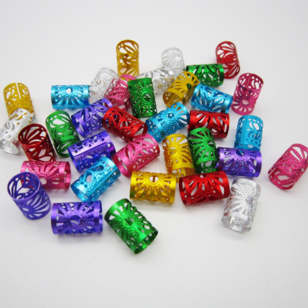 50 stks-100 stks multicolour verstelbare micro haar vlechten dread Dreadlock Kralen clips ringen ca. 9mm gat voor haar accessoires